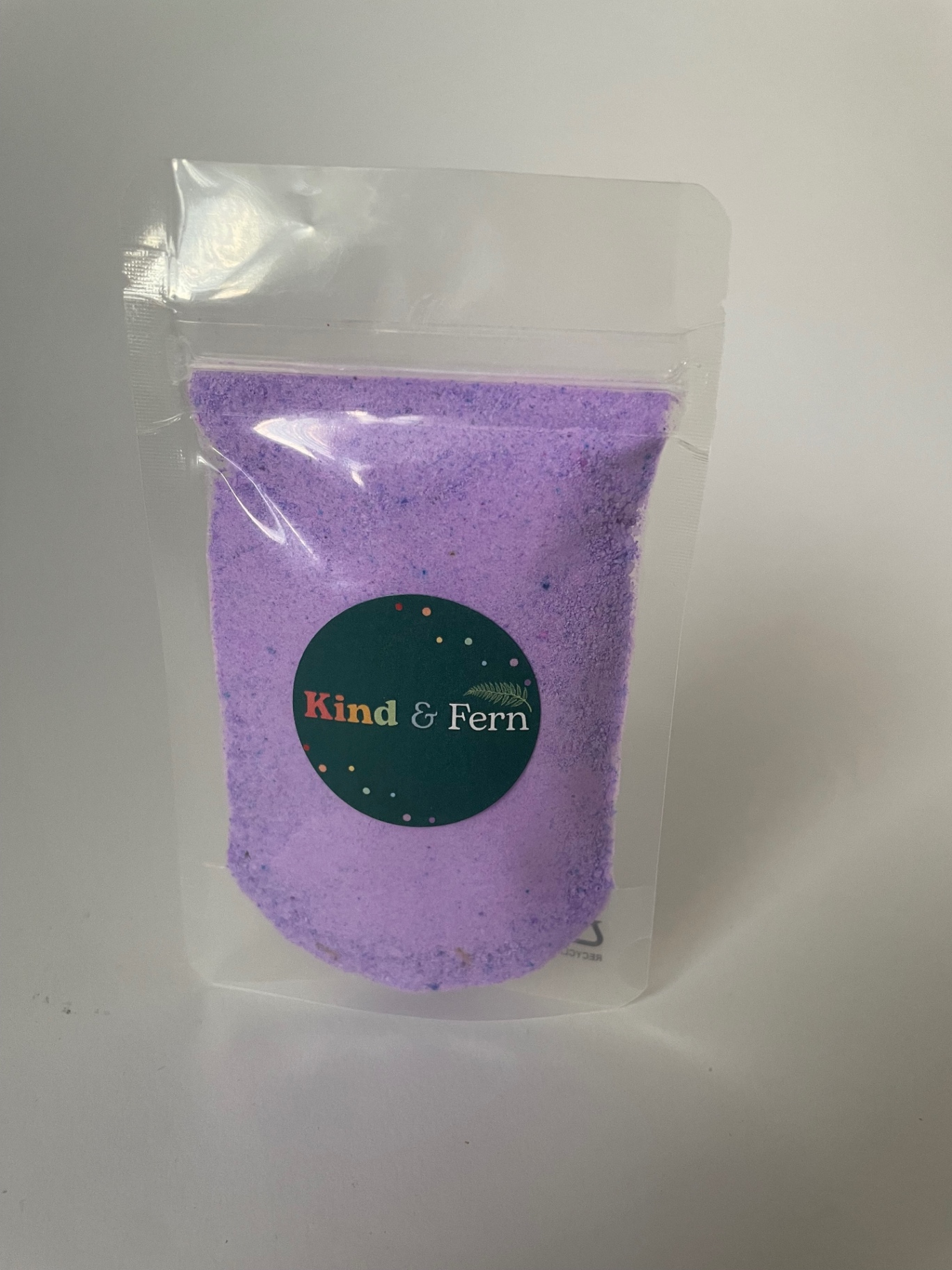 Pouch of Kind & Fern purple rainbow bath dust